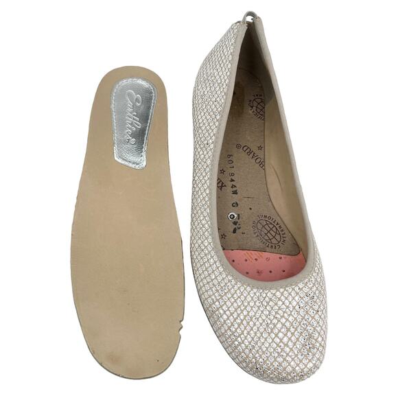Earthies Ennis Ballet Flats 6 Taupe Silver Orthotic Arch Support Comfort - Picture 8 of 15